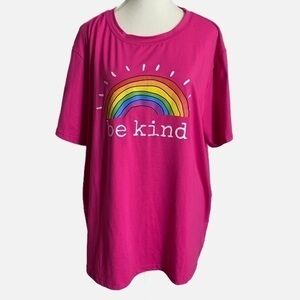 SHEIN Pink Be Kind Short Sleeve Top